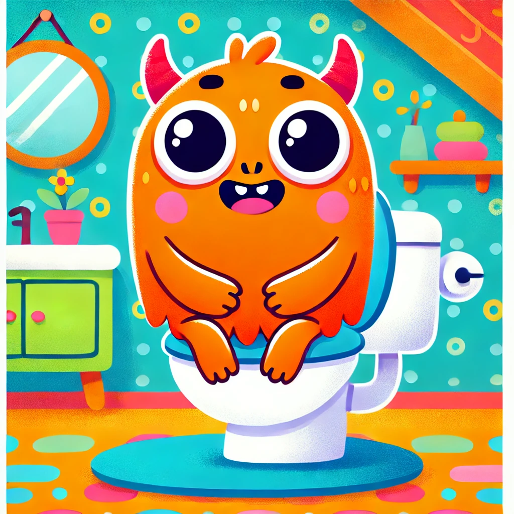 monster sitting on a toilet