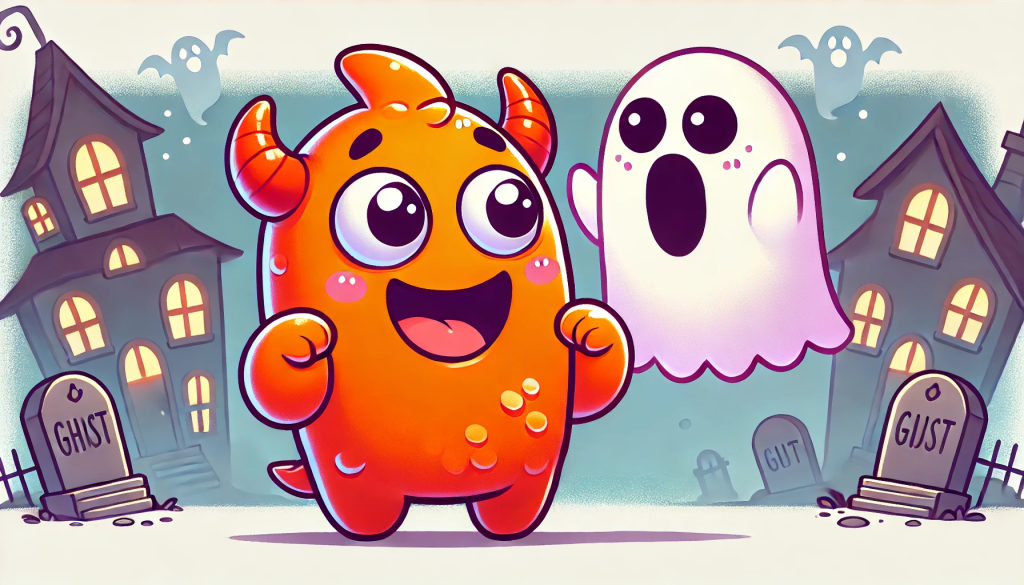 mascot monster encounters a ghost